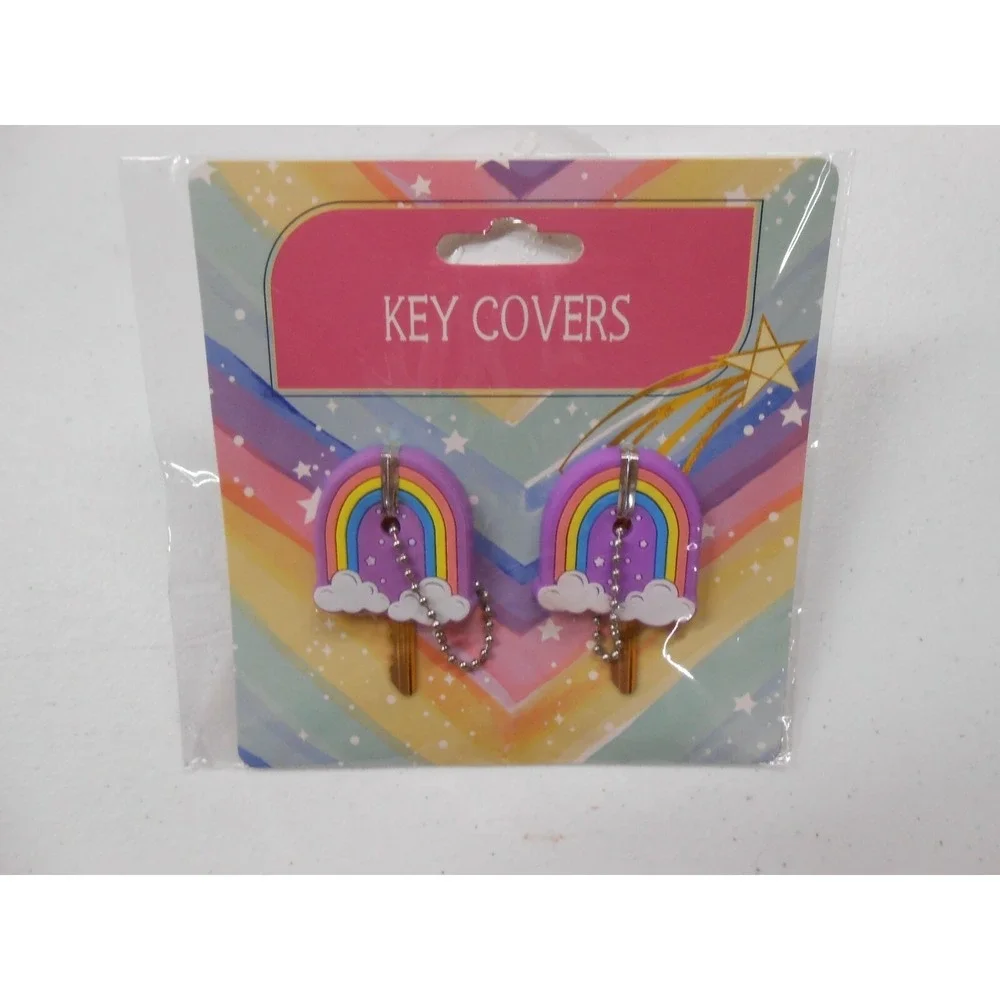 New Cute 2 pack Rainbow Cloud key covers Caps for Keychain House Home RV Apt